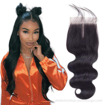 Body Wave Virgin Human Hair Weave Swiss Lace closures With Baby Hair Body Wave Lace Top Closure Body Wave 4x4 Free Part Closure